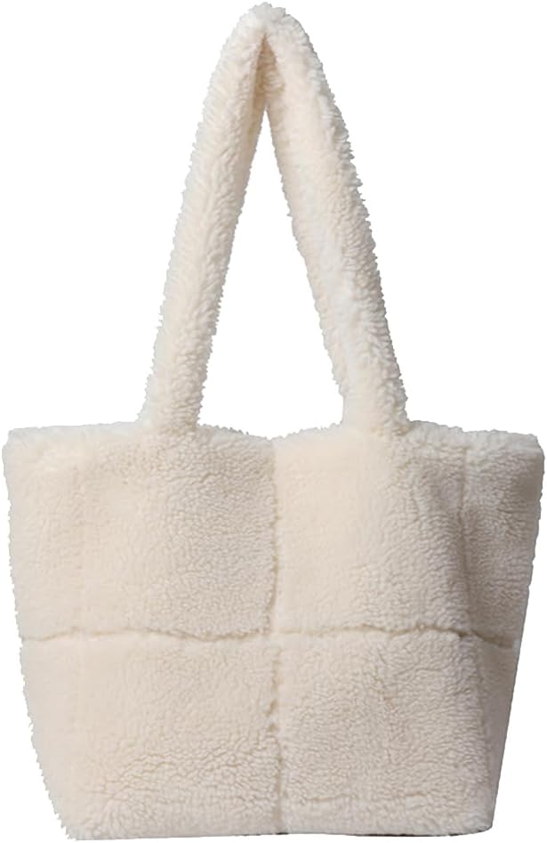 Lamb Wool Handbag for Women Soft Plush Shoulder Bag Fluffy Tote Bag Furry Top Handle Bag Cute Fuzzy  Bag