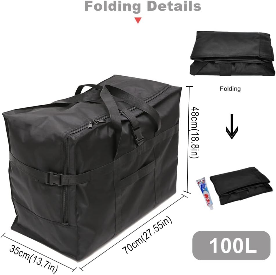 Extra Large Duffle Bag for Travel  Foldable Overnight Bag 900D Durable Carry on Travel Duffle Bags for Camping/Moving/Air Delivery/Tent/Christmas Decoration Storage