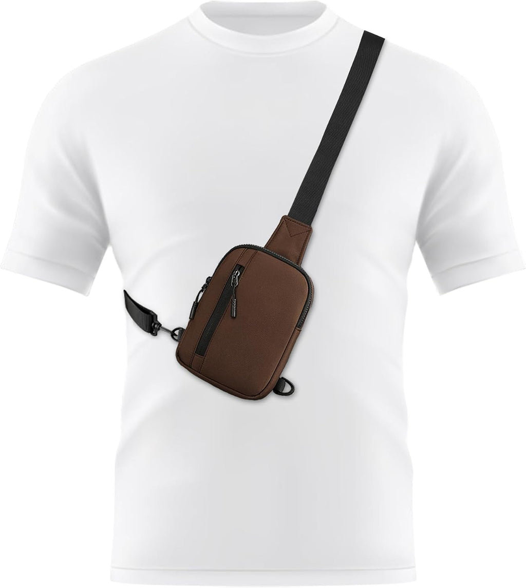 Mens Mini Sling Bag Chest Bag Shoulder Bag Women Crossbody Bag Phone Holder with Reversible Strap and Dual Pocket