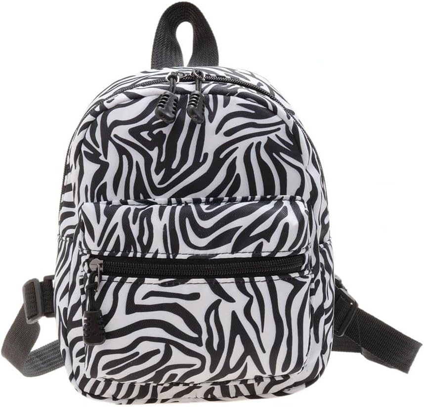 Casual Nylon Women Mini Backpack Fashion Solid Color Preppy Style Female Small Travel Knapsack Rucksacks (Style B Zebra)