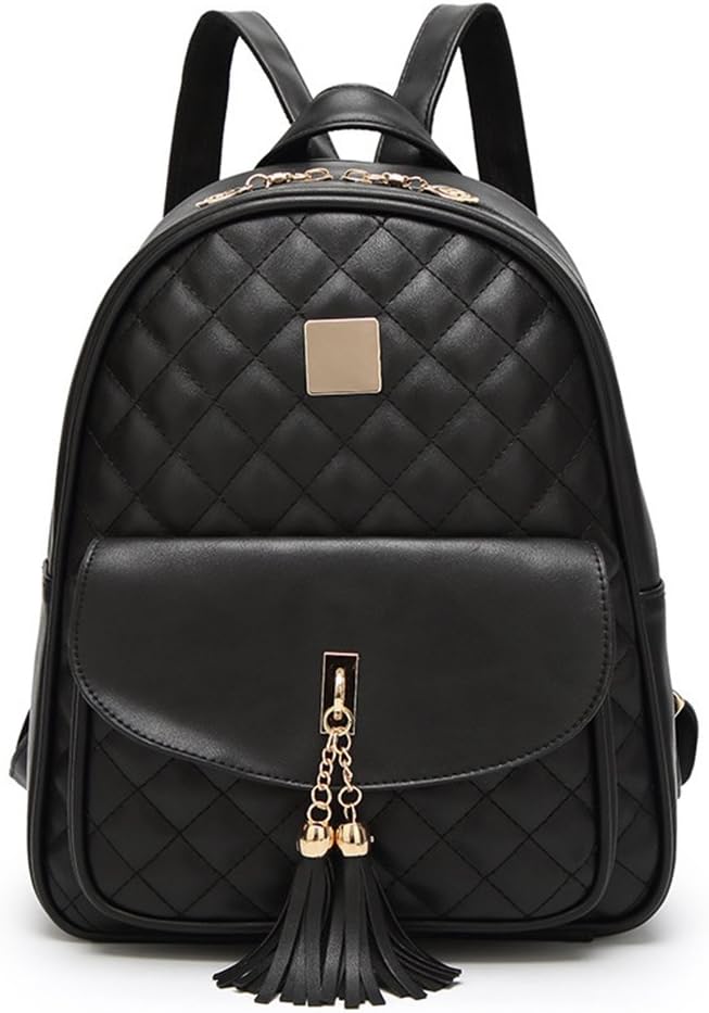 Women's Simple Design Quilted Backpack Mini Backpack for Women 3Pcs Leather Backpack Purse for Women Small Backpack