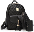 Women's Simple Design Quilted Backpack Mini Backpack for Women 3Pcs Leather Backpack Purse for Women Small Backpack