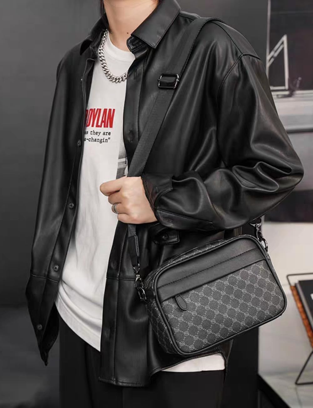 Men's Small Shoulder Bag,Multi Pocket Cross Body Bag,Messenger Bag,Durable Wear-resistant and Waterproof for Work and Travel.