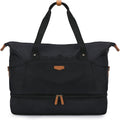 Expandable Weekender Bag for Women,Travel Duffel Bag 50L Carry on Overnight Bag with Shoes Compartment Gym Bag, Black, Large, Travel Bag Women