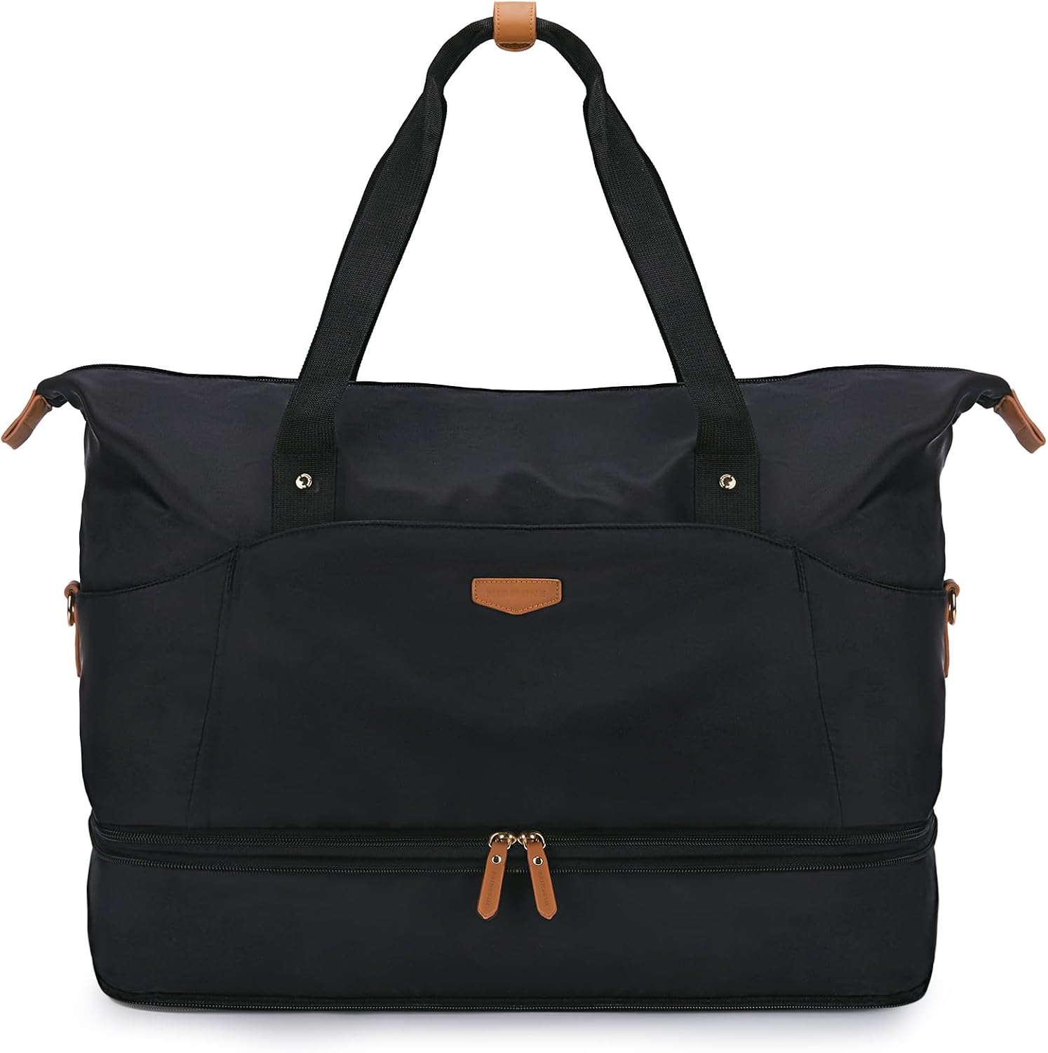 Expandable Weekender Bag for Women,Travel Duffel Bag 50L Carry on Overnight Bag with Shoes Compartment Gym Bag, Black, Large, Travel Bag Women