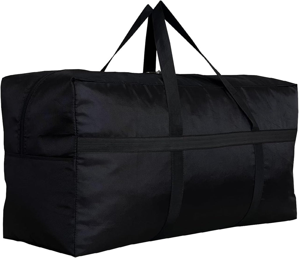Extra Large Storage Duffle Bag with Zippers and Handles, Black Big Foldable Duffle Bag for Travel-130L