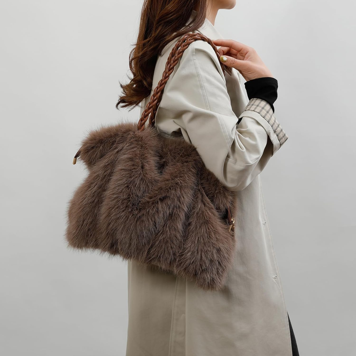 Furry Purse Winter Fluffy Bags for Women Fuzzy Tote Bag Handbags Faux Fur Bag Fluffy Shoulder Crossbody Bag