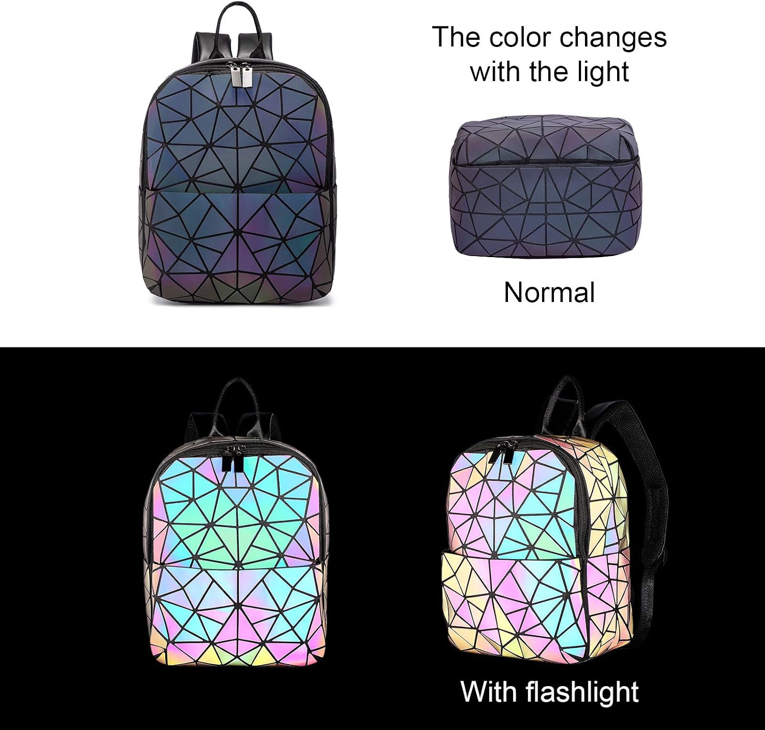 Geometric Luminous Purses and Handbags for Women Holographic Reflective Crossbody Bag Wallet