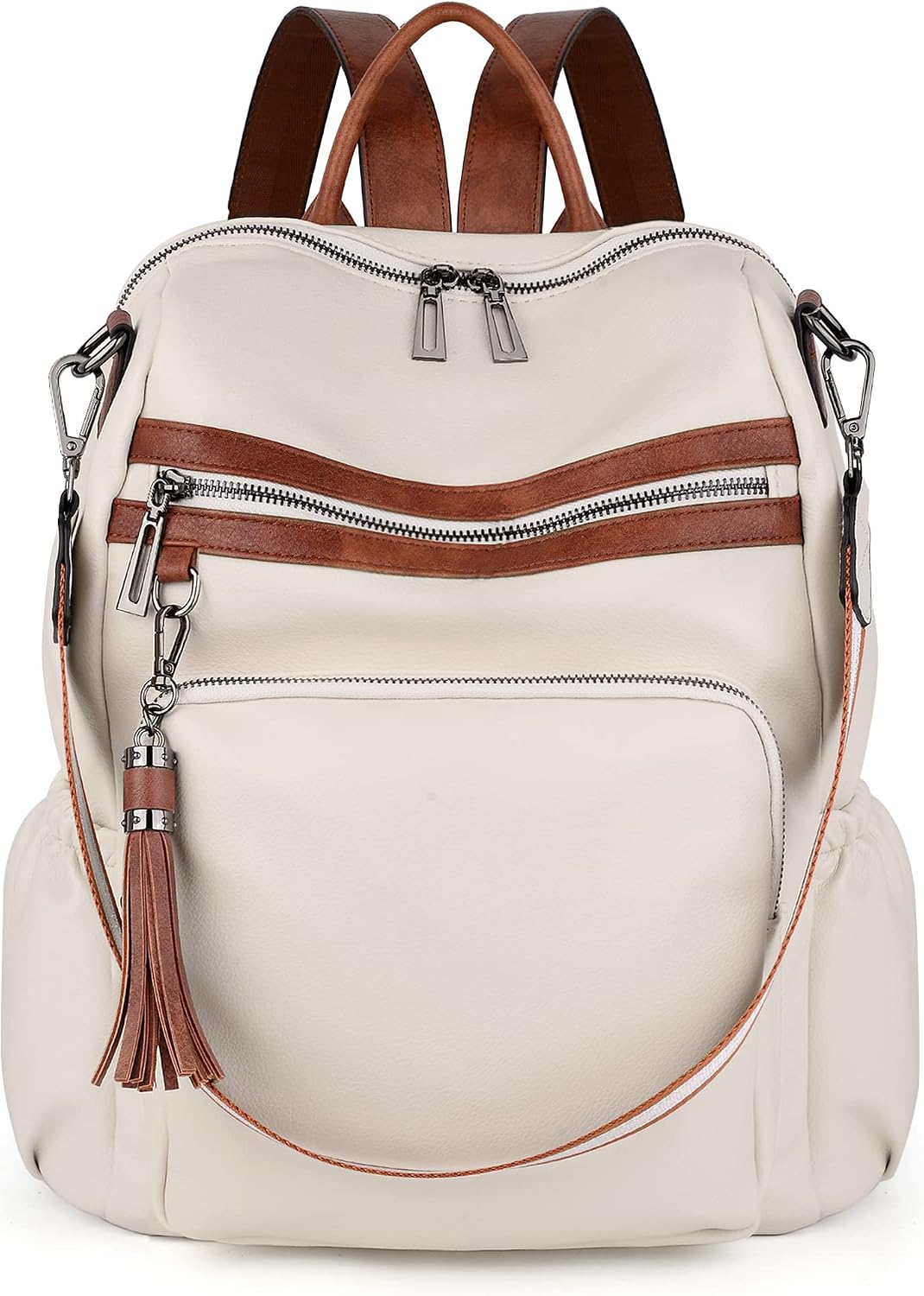 Women Backpack Purse Leather Vegan Ladies Fashion Designer Rucksack Convertible Travel Shoulder Bag with Tassel