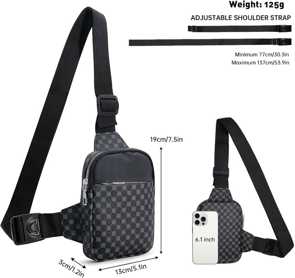 Mini Sling Bag - Women Men Vegan Leather Crossbody Phone Bag Waterproof Travel Running Chest Bag Casual Daypack