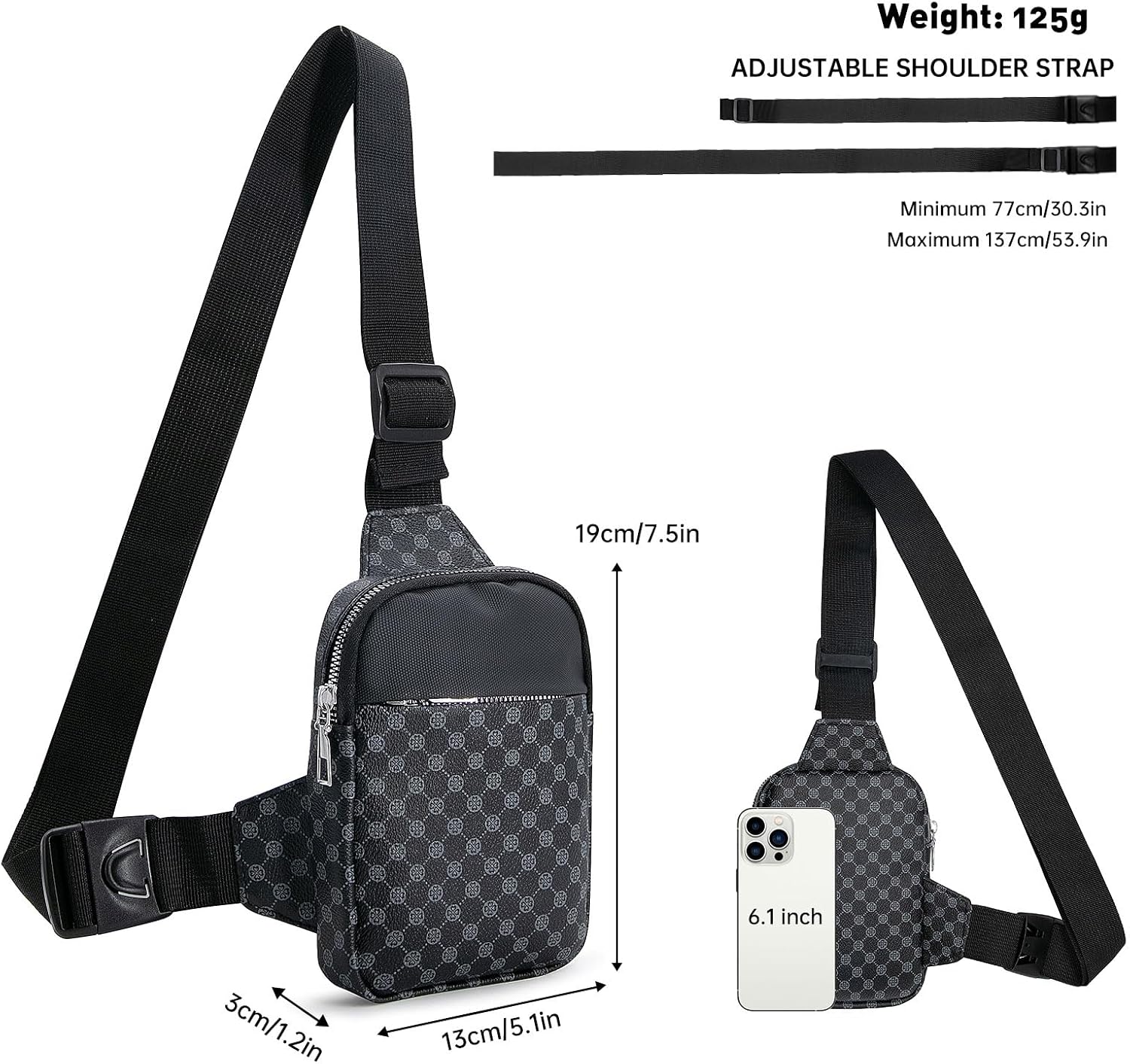 Mini Sling Bag - Women Men Vegan Leather Crossbody Phone Bag Waterproof Travel Running Chest Bag Casual Daypack