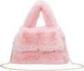 Fluffy Tote Bag for Woman Plush Shoulder Handbag Furry Faux Fur Purse for Winter