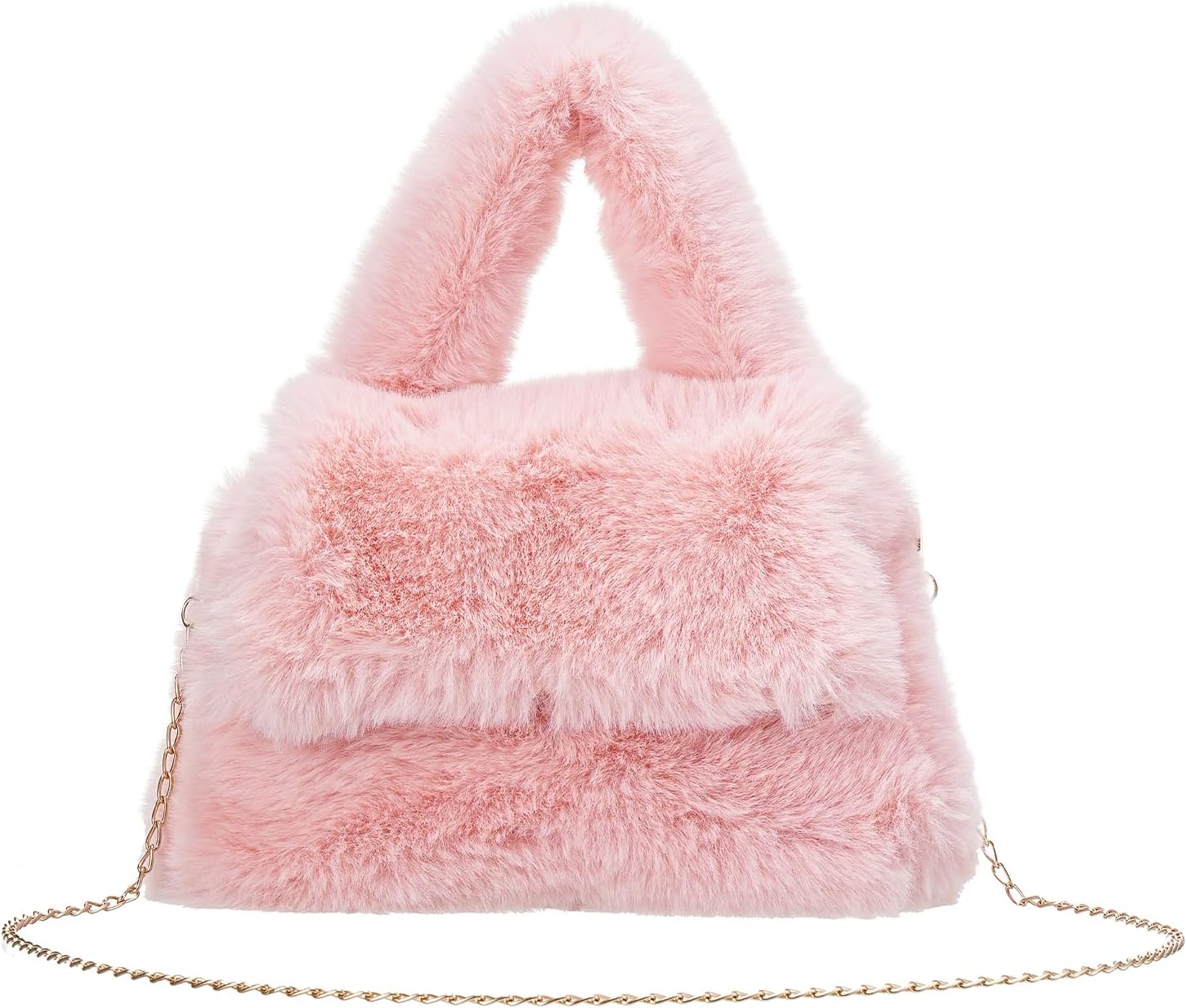 Fluffy Tote Bag for Woman Plush Shoulder Handbag Furry Faux Fur Purse for Winter