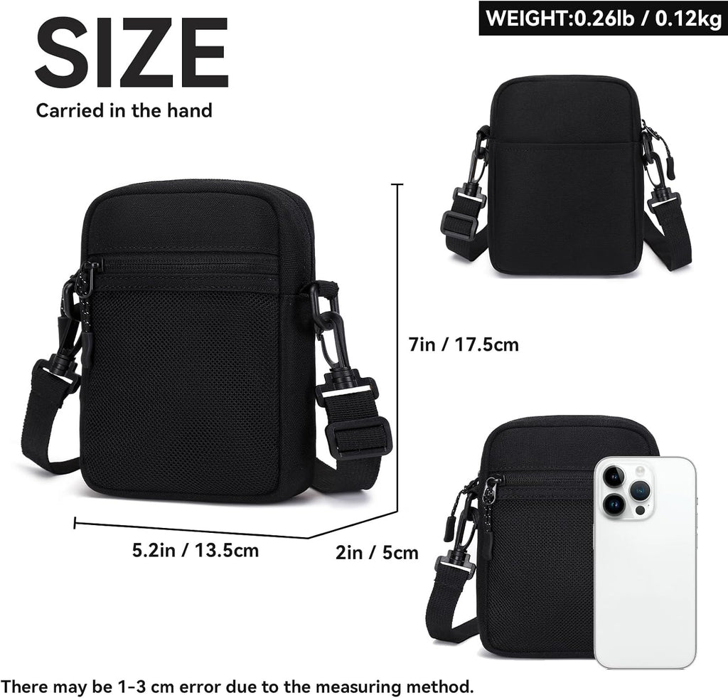 Mini Messenger Bag Crossbody Bag for Men Women, Water Resistant Small Sling Shoulder Satchel Purse for Travel Work