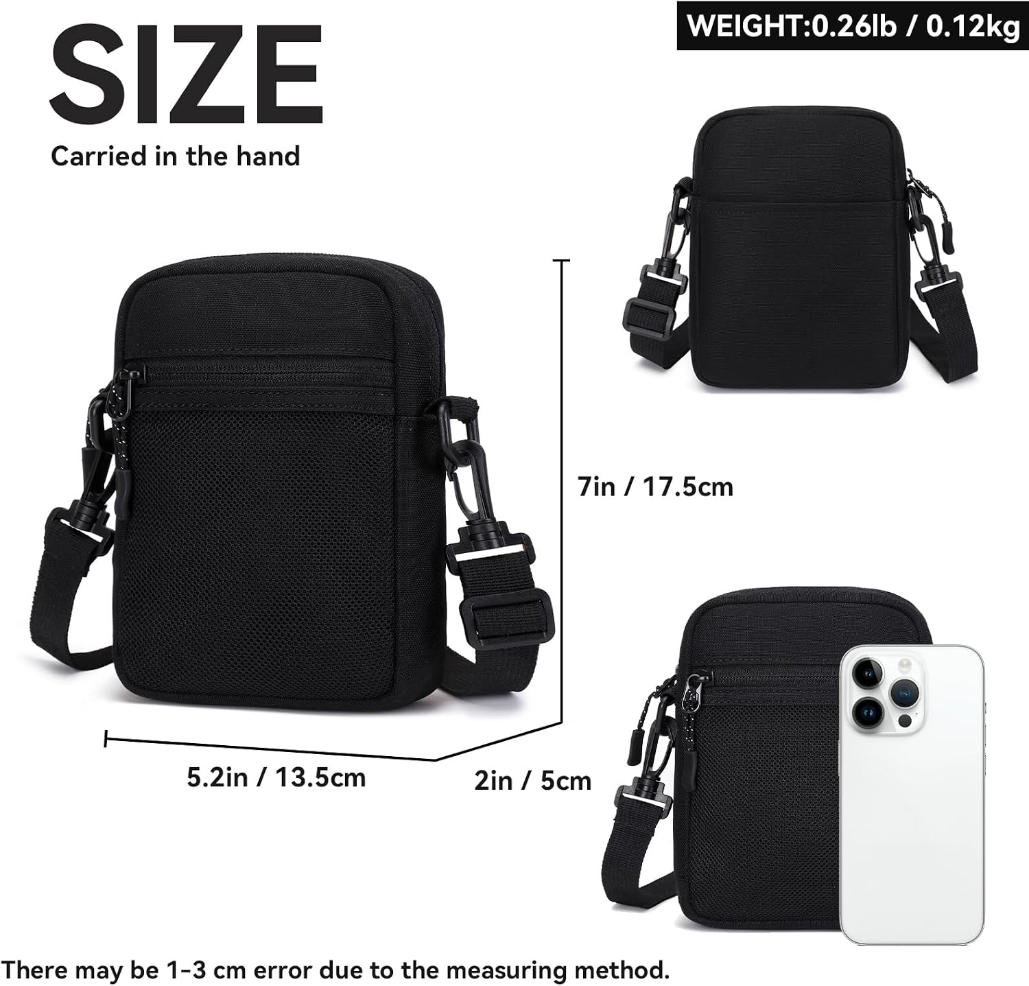 Mini Messenger Bag Crossbody Bag for Men Women, Water Resistant Small Sling Shoulder Satchel Purse for Travel Work