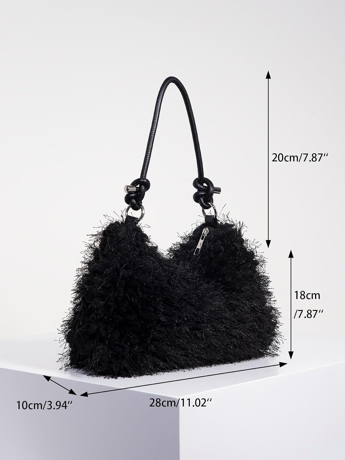 Women's Fluffy Faux Fur Underarm Bags Fuzzy Shoulder Bag Plush Purse