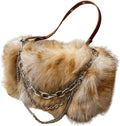 Women's Faux Fur  Bag Top Handle Fuzzy Shoulder Handbags Plush Square Bags Purse