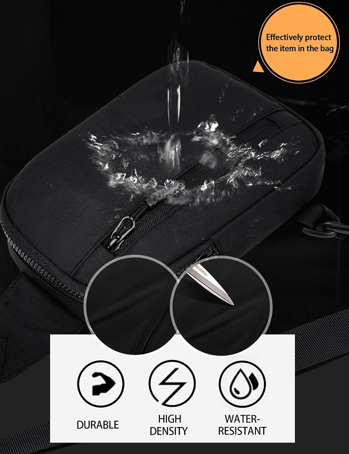 Mens Mini Sling Bag Chest Bag Shoulder Bag Women Crossbody Bag Phone Holder with Reversible Strap and Dual Pocket