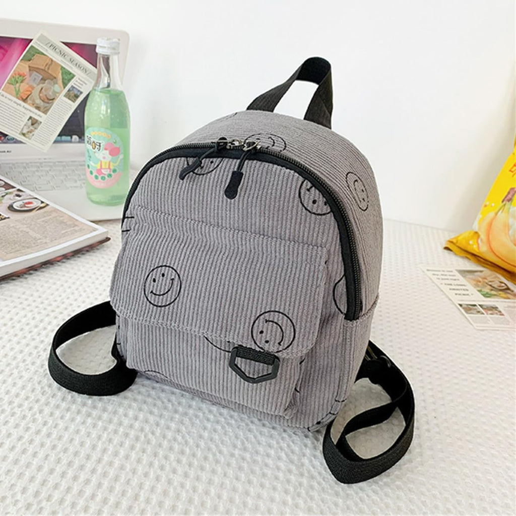Small Backpack Purse Cute Mini Corduroy Bookbag Toddler Backpack School Bags for Women Girls Boys Teens Kids (gray)