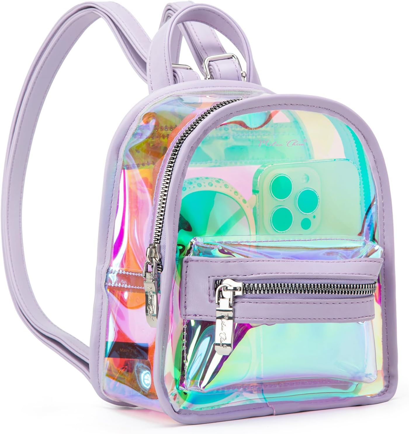 Clear Backpack for Stadium Events See Through Mini Backpack Holographic Bag