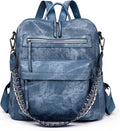 Backpack Purse for Women,2 Pack Fashion Designer Daypack Convertible Shoulder Bag Casual Satchal for Travel, College, Work, Dark Blue