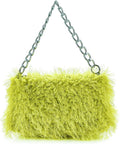 Women Faux Fur Fluffy Shoudler Bag Trendy Soft Plush  Purse  Fuzzy Underarm Tote Small Square Chain Strap Handbag