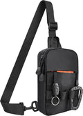 Mens Sling Bag,  Zippers Small Crossbody Bag for Hiking Travel Work, Water Resistant Utility  Mini Chest Bag