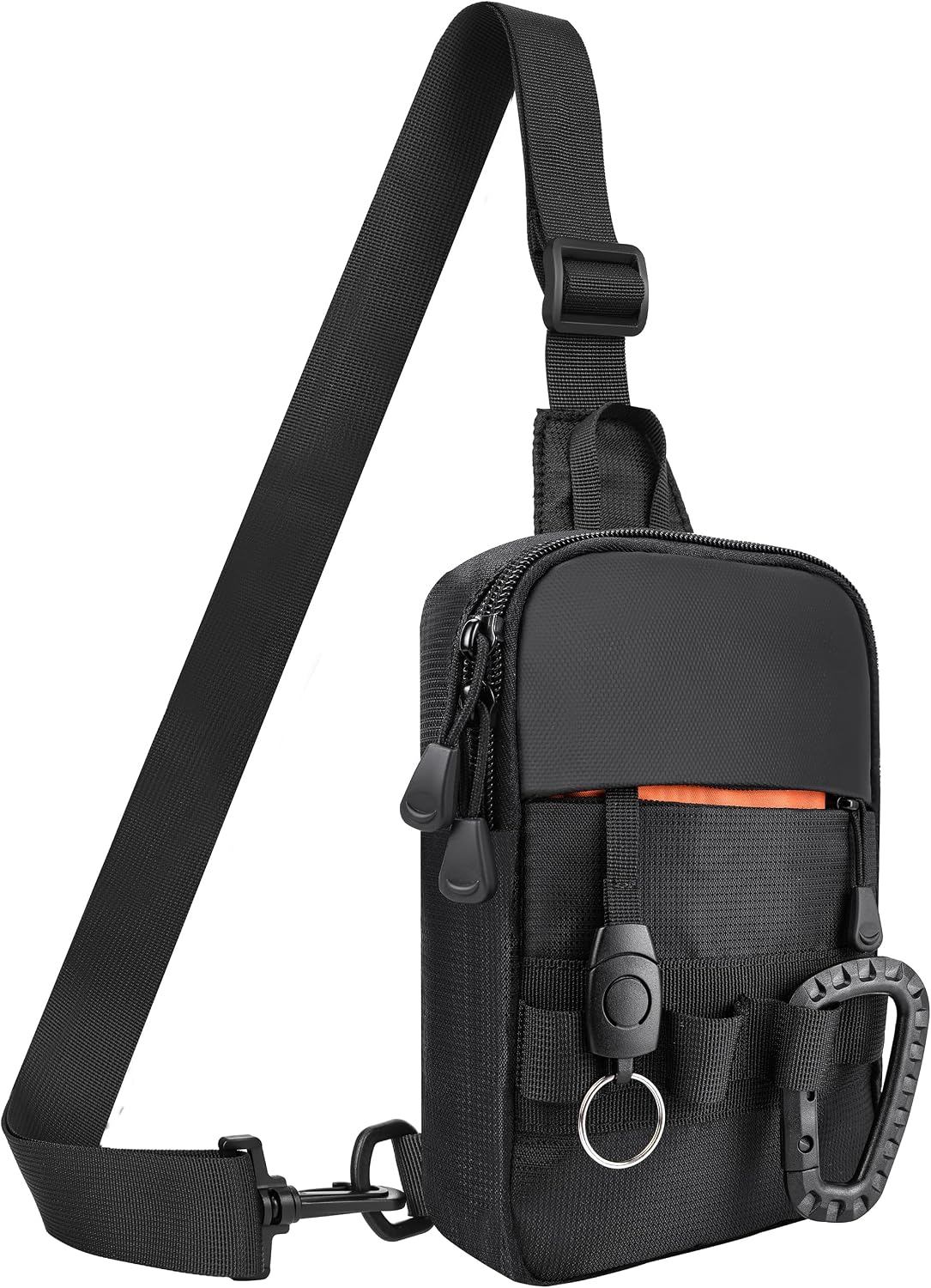 Mens Sling Bag,  Zippers Small Crossbody Bag for Hiking Travel Work, Water Resistant Utility  Mini Chest Bag
