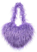 Women's Faux Fur Shoulder Bag Fleece Retro Shoulder Bag Fluffy Crossbody Bag Bag Love Shape Solid Color Purse