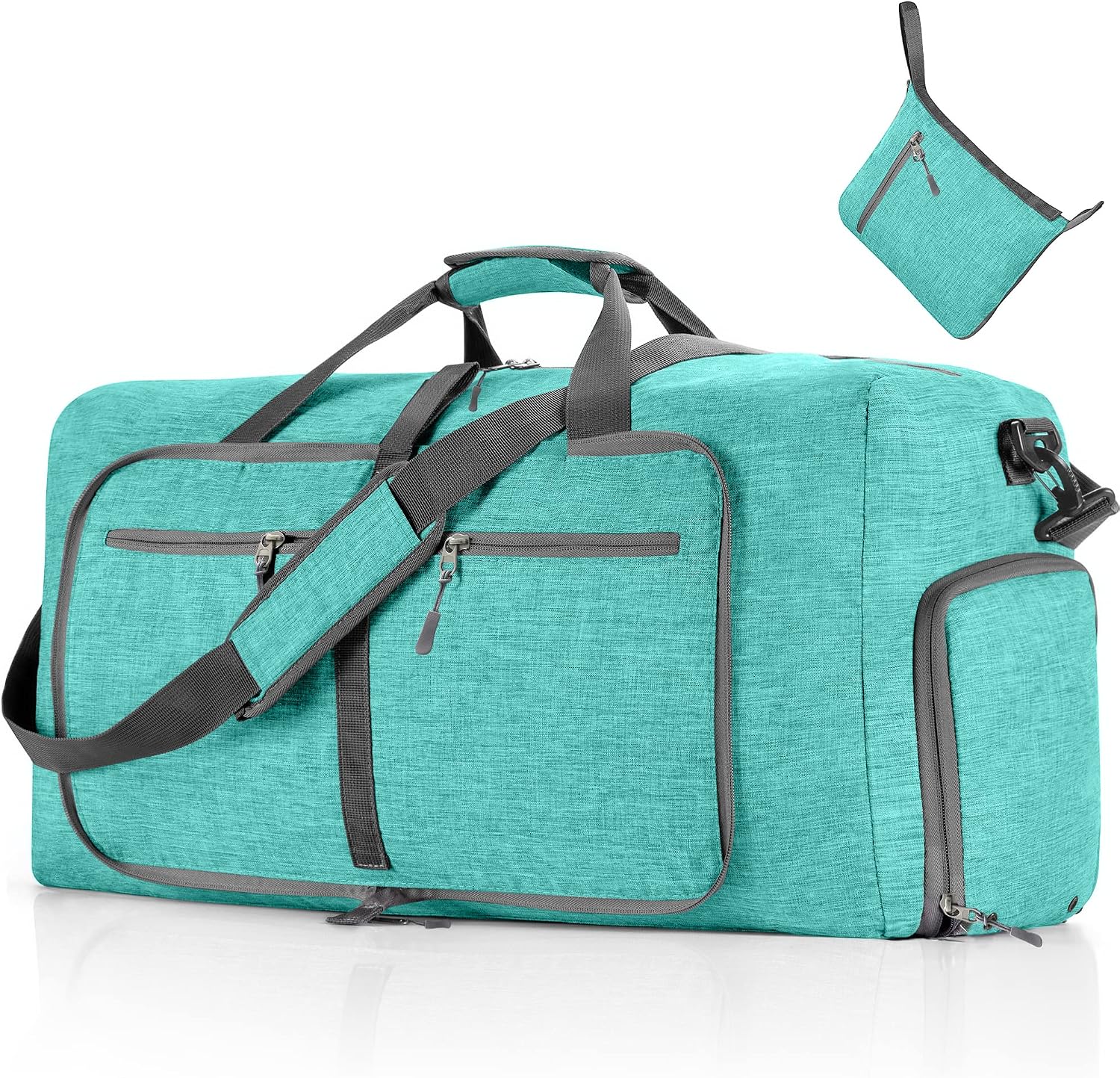 Travel Duffle Bag for Men, 65L 85L 115L Foldable Travel Duffel Bag with Shoes Compartment Overnight Bag for Men Women, G Mint Green, 65L, Lightweight