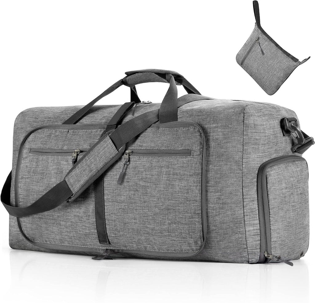 Travel Duffle Bag for Men, 65L 85L 115L Foldable Travel Duffel Bag with Shoes Compartment Overnight Bag for Men Women, A Gray, 65L, Foldable