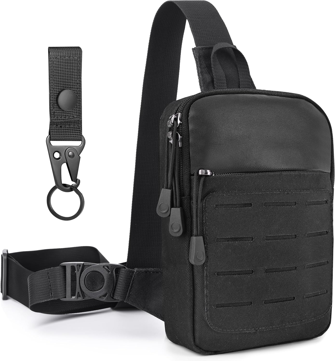 Tactical Sling Bag Small  Zipper Mens  Crossbody Work Tool Utility Bag with Tactical Keychain