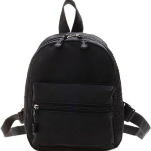 Casual Nylon Women Mini Backpack Fashion Solid Color Preppy Style Female Small Travel Knapsack Rucksacks (Style A Black)