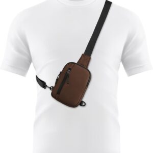 Mens Mini Sling Bag Chest Bag Shoulder Bag Women Crossbody Bag Phone Holder with Reversible Strap and Dual Pocket