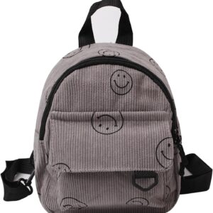 Small Backpack Purse Cute Mini Corduroy Bookbag Toddler Backpack School Bags for Women Girls Boys Teens Kids (gray)