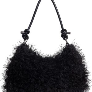 Women's Fluffy Faux Fur Underarm Bags Fuzzy Shoulder Bag Plush Purse
