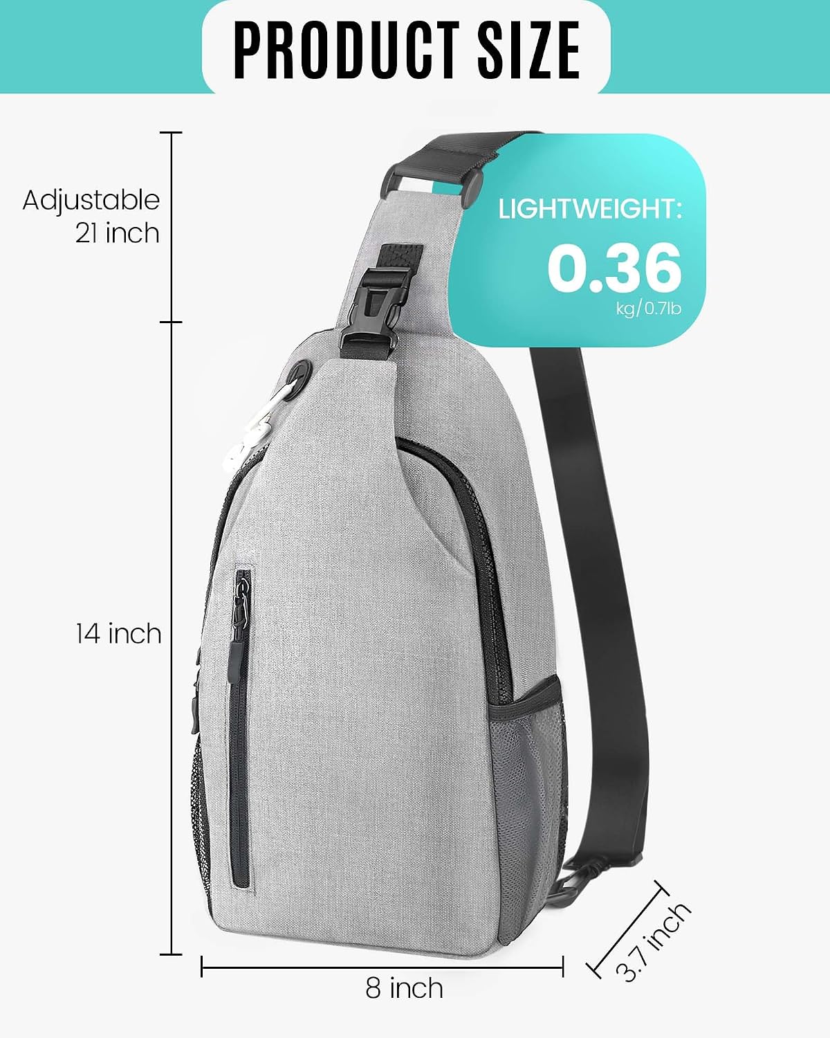 Crossbody Sling Bag for Women & Men, Waterproof Sling Backpack, Lightweight Shoulder Chest Bag for Hiking, Travel - Image 2