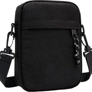 Small Crossbody Bag for Men, Mini Messenger Bag Side Shoulder Bag for Phone Passport, Casual Satchel Bag Phone Purse, Mini Sling Bag Fanny Pack Water Resistant for Travelling, Hiking (Black)