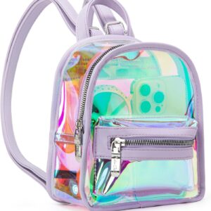 Clear Backpack for Stadium Events See Through Mini Backpack Holographic Bag