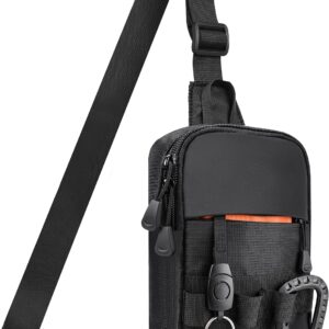 Mens Sling Bag,  Zippers Small Crossbody Bag for Hiking Travel Work, Water Resistant Utility  Mini Chest Bag