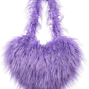 Women's Faux Fur Shoulder Bag Fleece Retro Shoulder Bag Fluffy Crossbody Bag Bag Love Shape Solid Color Purse